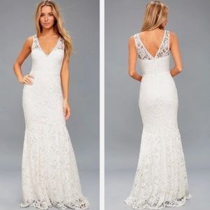 Lulus Women’s Elbridge White Lace mermaid dress